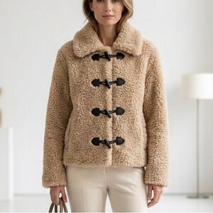 ASTR THE LABEL Tan Miley Faux Sherpa Teddy Jacket NWT Large